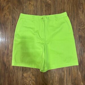 Ralph Lauren Cotton Shorts Neon Green with Pockets Preppy Luxury